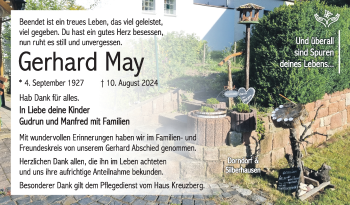 Traueranzeige von Gerhard May von Südthüringer Presse