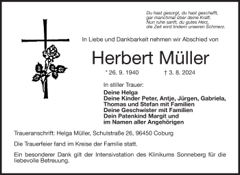 Traueranzeige von Herbert Müller von Neue Presse Coburg