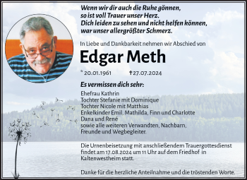 Traueranzeige von Edgar Meth von Südthüringer Presse