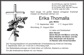 Traueranzeige von Erika Thomalla von Frankenpost