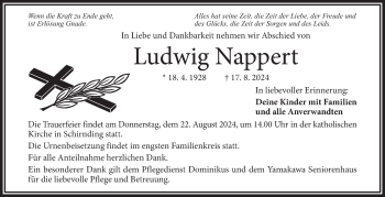 Traueranzeige von Ludwig Nappert von Frankenpost