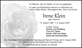 Traueranzeige von Irene Klein von Frankenpost