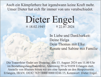 Traueranzeige von Dieter Engel von Neue Presse Coburg