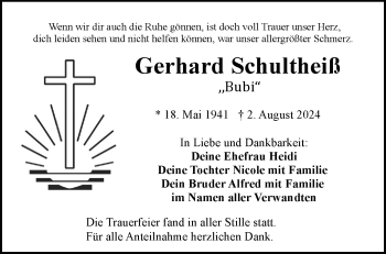 Traueranzeige von Gerhard Schultheiß von Frankenpost