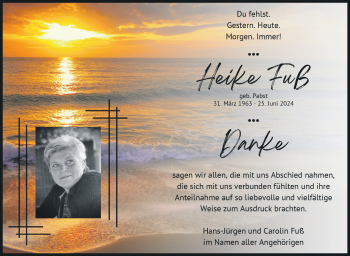 Traueranzeige von Heike Fuß von Südthüringer Presse