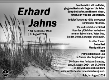 Traueranzeige von Erhard Jahns von Südthüringer Presse