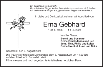 Traueranzeige von Erna Gebhard von Neue Presse Coburg