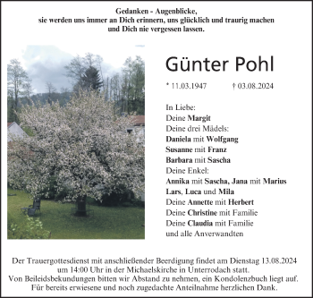 Traueranzeige von Günter Pohl von Neue Presse Coburg