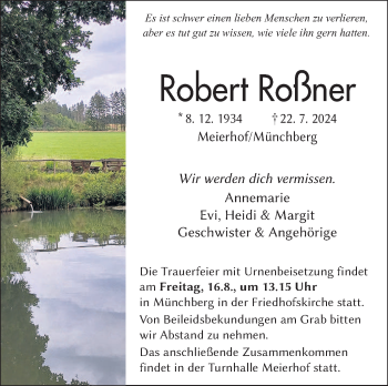 Traueranzeige von Robert Roßner von Frankenpost