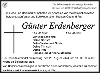Traueranzeige von Günter Erdenberger von Südthüringer Presse