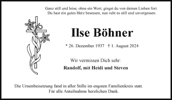 Traueranzeige von Ilse Böhner von Frankenpost