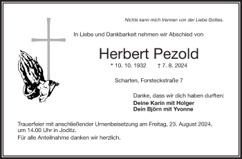 Traueranzeige von Herbert Pezold von Frankenpost