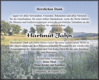 Traueranzeige von Hartmut Jahn von Südthüringer Presse