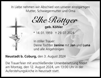 Traueranzeige von Elke Röttger von Neue Presse Coburg