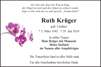 Traueranzeige von Ruth Krüger von Frankenpost