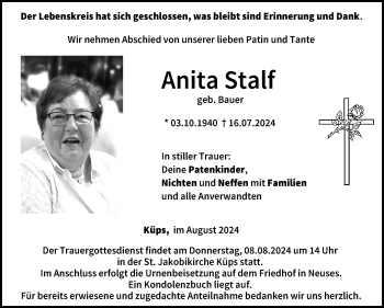 Traueranzeige von Anita Stalf von Neue Presse Coburg