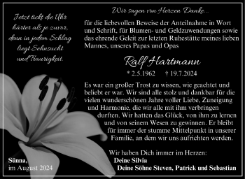 Traueranzeige von Ralf Hartmann von Südthüringer Presse