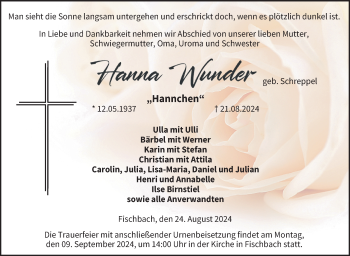 Traueranzeige von Hanna Wunder von Neue Presse Coburg