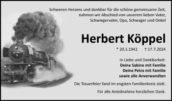 Traueranzeige von Herbert Köppel von Frankenpost