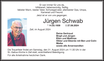 Traueranzeige von Jürgen Schwab von Frankenpost