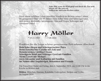 Traueranzeige von Harry Möller von Südthüringer Presse