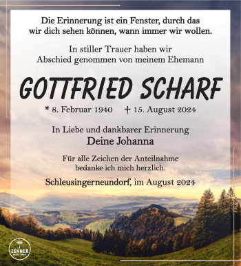 Traueranzeige von Gottfried Scharf von Südthüringer Presse