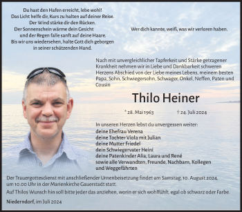 Traueranzeige von Thilo Heiner von Neue Presse Coburg