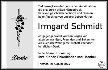 Traueranzeige von Irmgard Schmidt von Südthüringer Presse