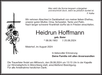 Traueranzeige von Heidrun Hoffmann von Frankenpost