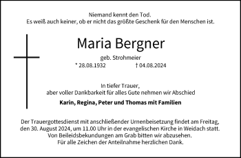 Traueranzeige von Maria Bergner von Neue Presse Coburg