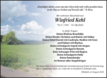 Traueranzeige von Winfried Kehl von Südthüringer Presse