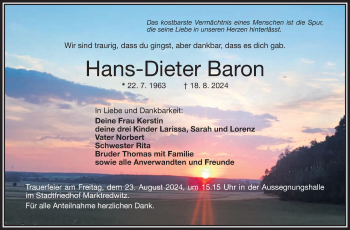 Traueranzeige von Hans-Dieter Baron von Frankenpost