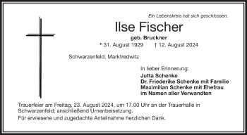 Traueranzeige von Ilse Fischer von Frankenpost