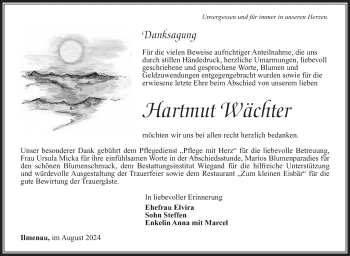 Traueranzeige von Hartmut Wächter von Südthüringer Presse