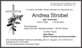Traueranzeige von Andrea Strobel von Frankenpost