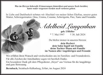 Traueranzeige von Adelheid Langenhan von Südthüringer Presse