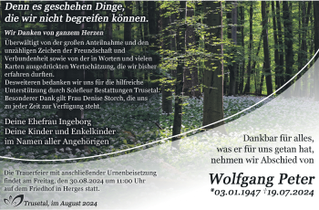 Traueranzeige von Wolfgang Peter von Südthüringer Presse