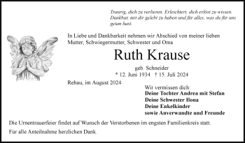 Traueranzeige von Ruth Krause von Frankenpost