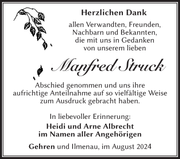 Traueranzeige von Manfred Struck von Südthüringer Presse