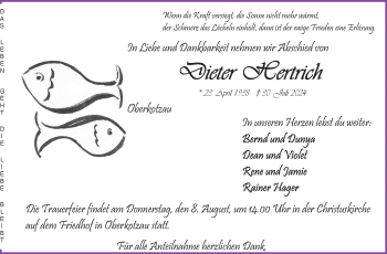 Traueranzeige von Dieter Hertrich von Frankenpost