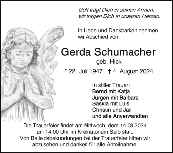 Traueranzeige von Gerda Schumacher von Frankenpost