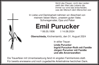 Traueranzeige von Emil Purucker von Frankenpost