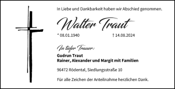 Traueranzeige von Walter Traut von Neue Presse Coburg