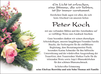 Traueranzeige von Peter Koch von Südthüringer Presse