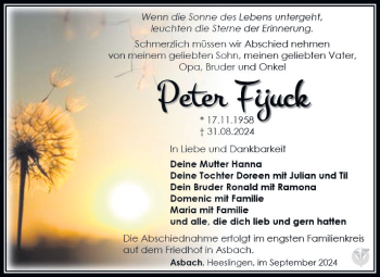 Traueranzeige von Peter Fijuck von Südthüringer Presse