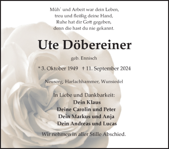 Traueranzeige von Ute Döbereiner von Frankenpost