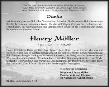 Traueranzeige von Harry Möller von Südthüringer Presse