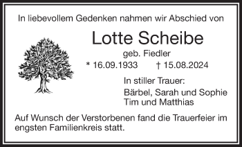 Traueranzeige von Lotte Scheibe von Frankenpost