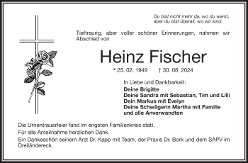 Traueranzeige von Heinz Fischer von Frankenpost