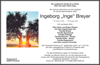 Traueranzeige von Ingeborg Breyer von Frankenpost
